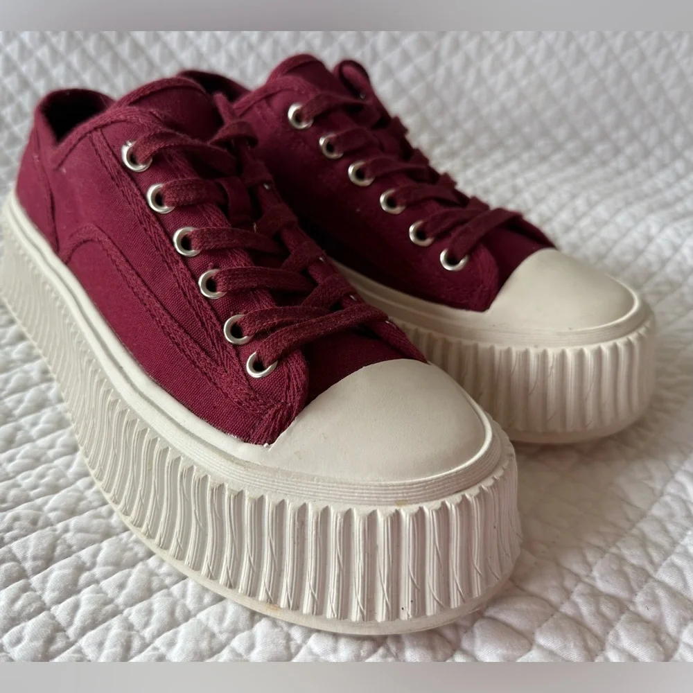 Dorothee Schumacher Platform Canvas Sneakers – Burgundy – EU 39 (US 8.5–9)